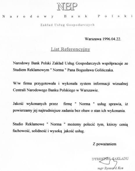 list referencyjny od NBP